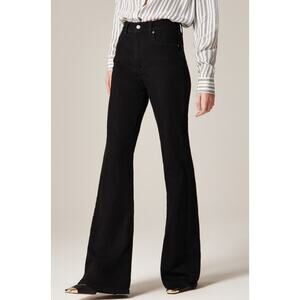 J Crew Flare High Rise Jeans NWT 30 Black Denim Semi-Stretch Business Office